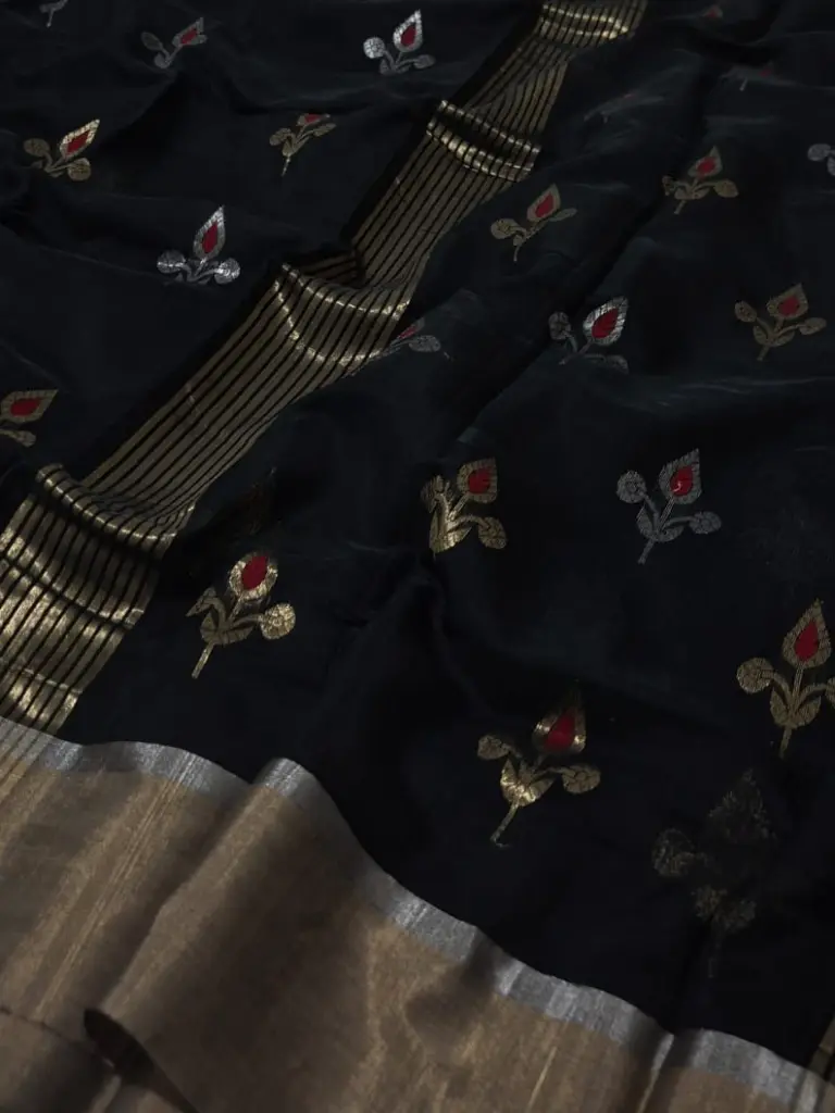 Exquisite Chanderi Handloom Saree – Pure Pattu Silk