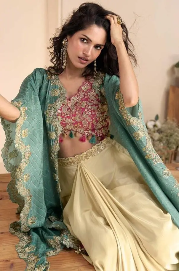 Crop Top with Palazzo (Beige)