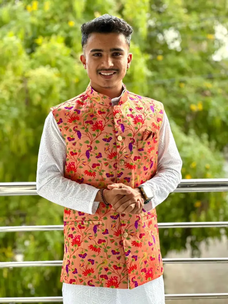 Paithani Jackets for Men (Gold with Small Motifs, Chest : 38" | Length : 27")