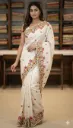 Natural Pearl Touch Floral Embroidery Tussar Silk Saree