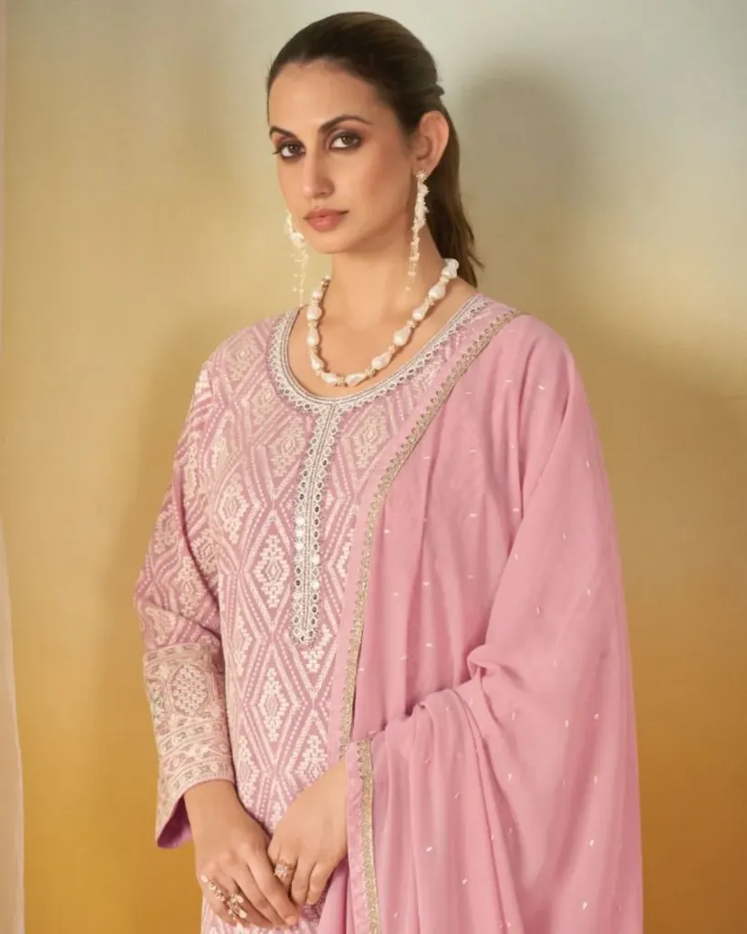 Elegant Real Georgette Embroidered Palazzo Set