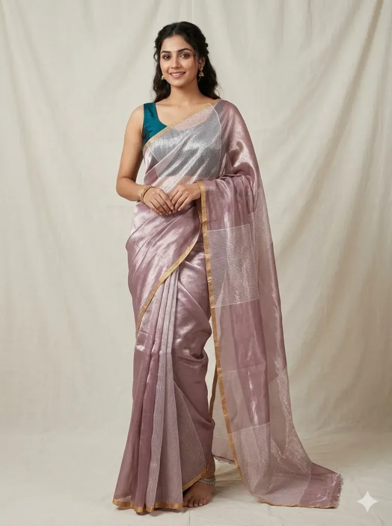 Tissue Silk Chanderi Handloom Saree