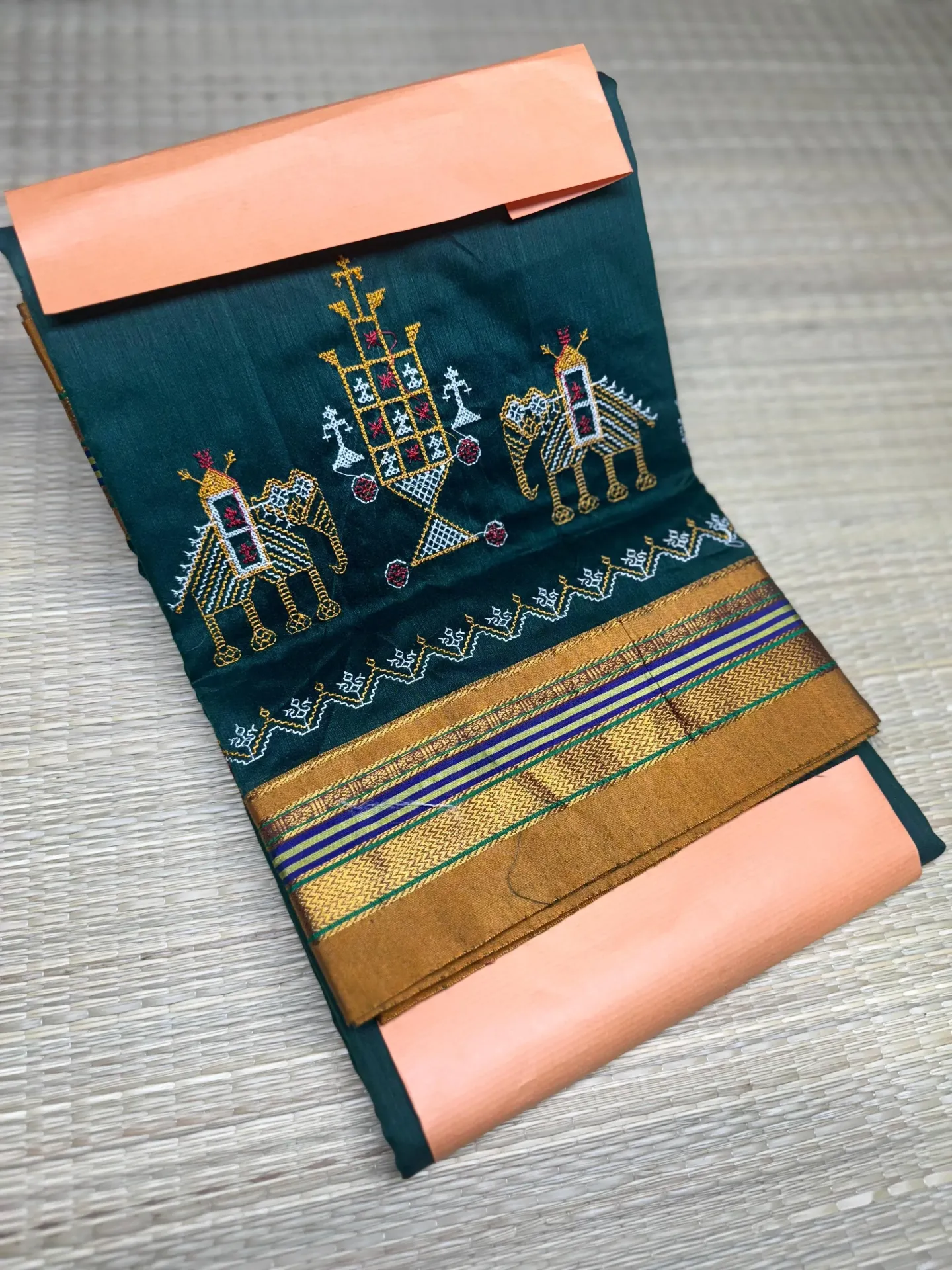 Ilkal Kasuti Saree (Teal)