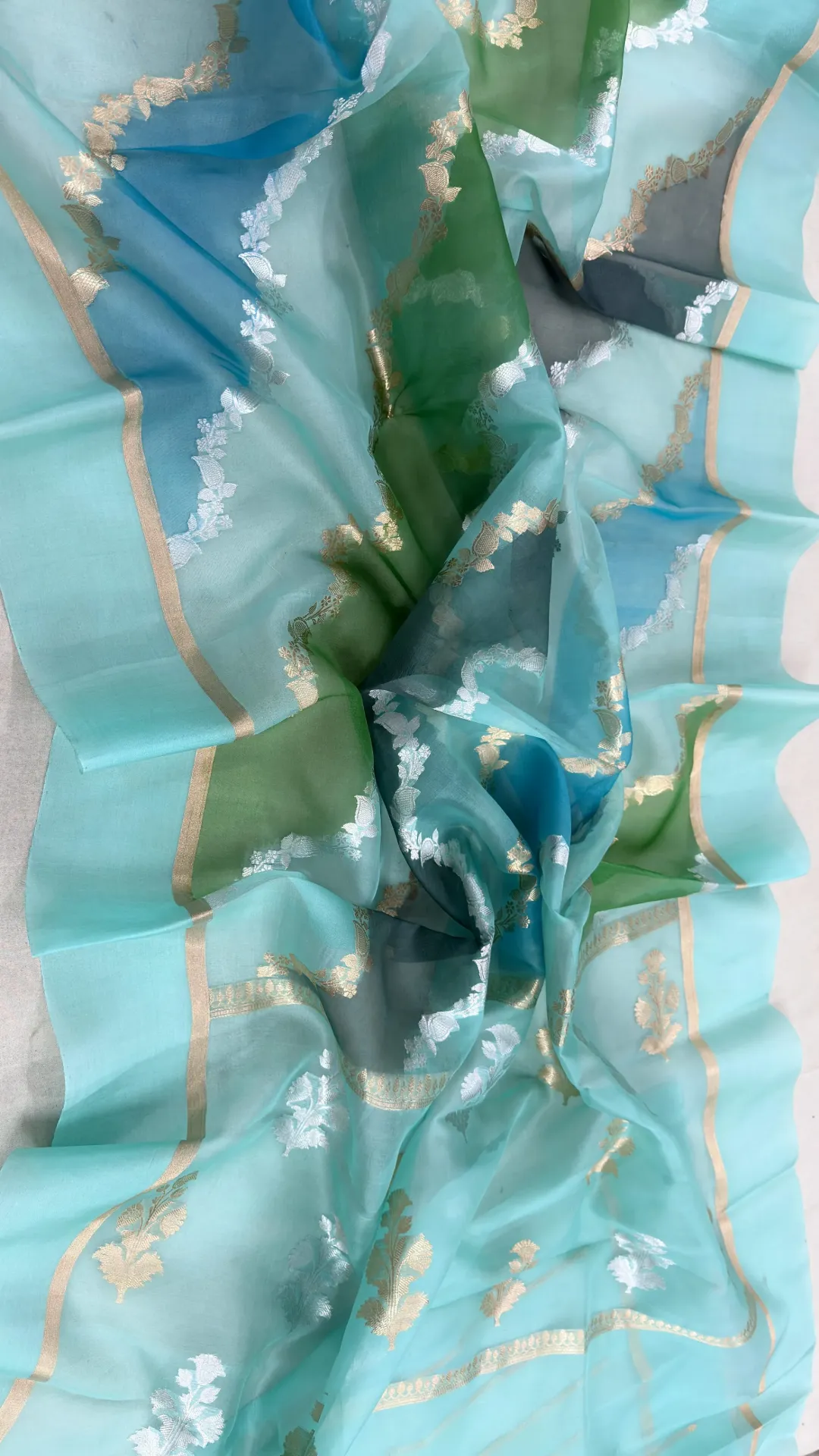 Exclusive Pure Handloom Banarasi Kora Organza Silk Saree
