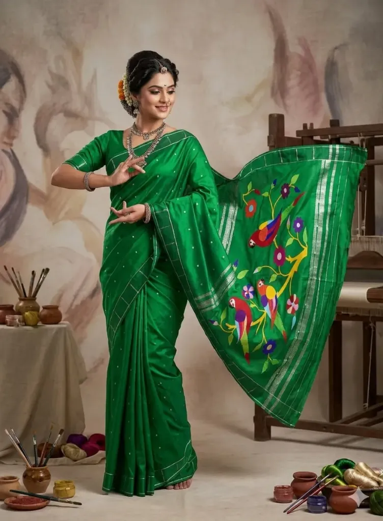 Self Border Muniya Paithani – Pure Handloom Luxury
