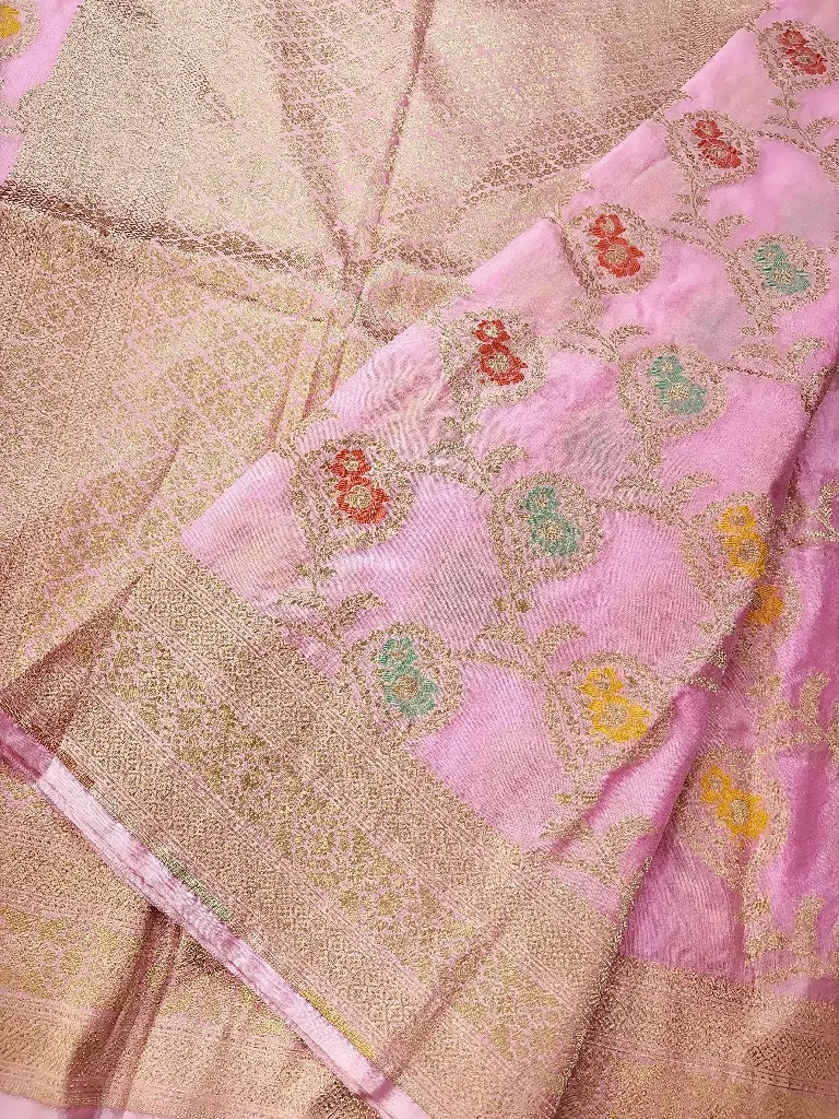 Traditional Pure Upada Katan Silk Saree (Baby Pink)
