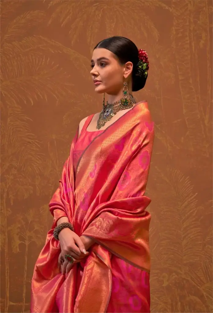 Fancy Silk Saree Collection (Orange Gold)