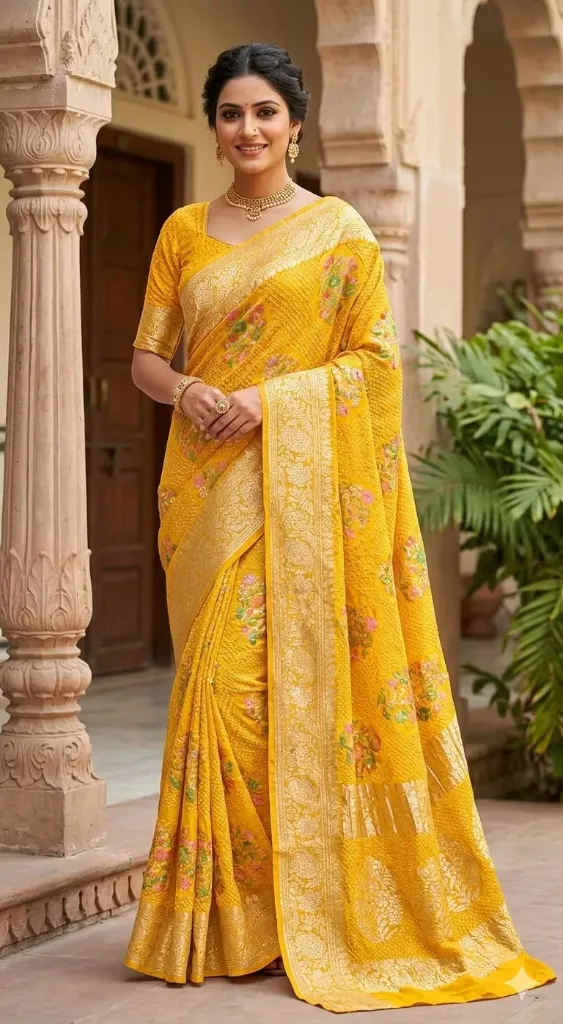 Pure Banarasi Georgette Bandhani Saree