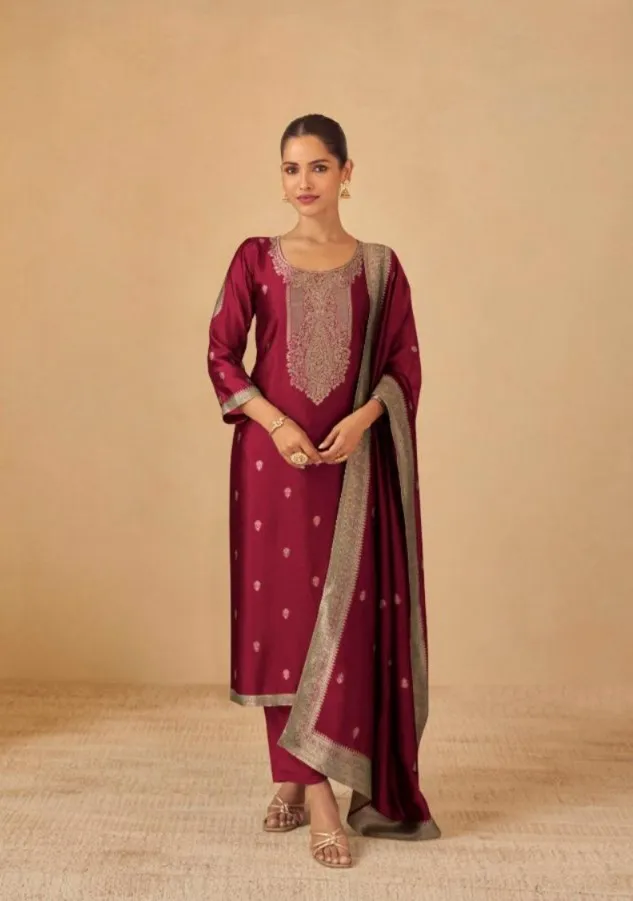 Premium Viscose Silk Jacquard Unstitched Suit Set