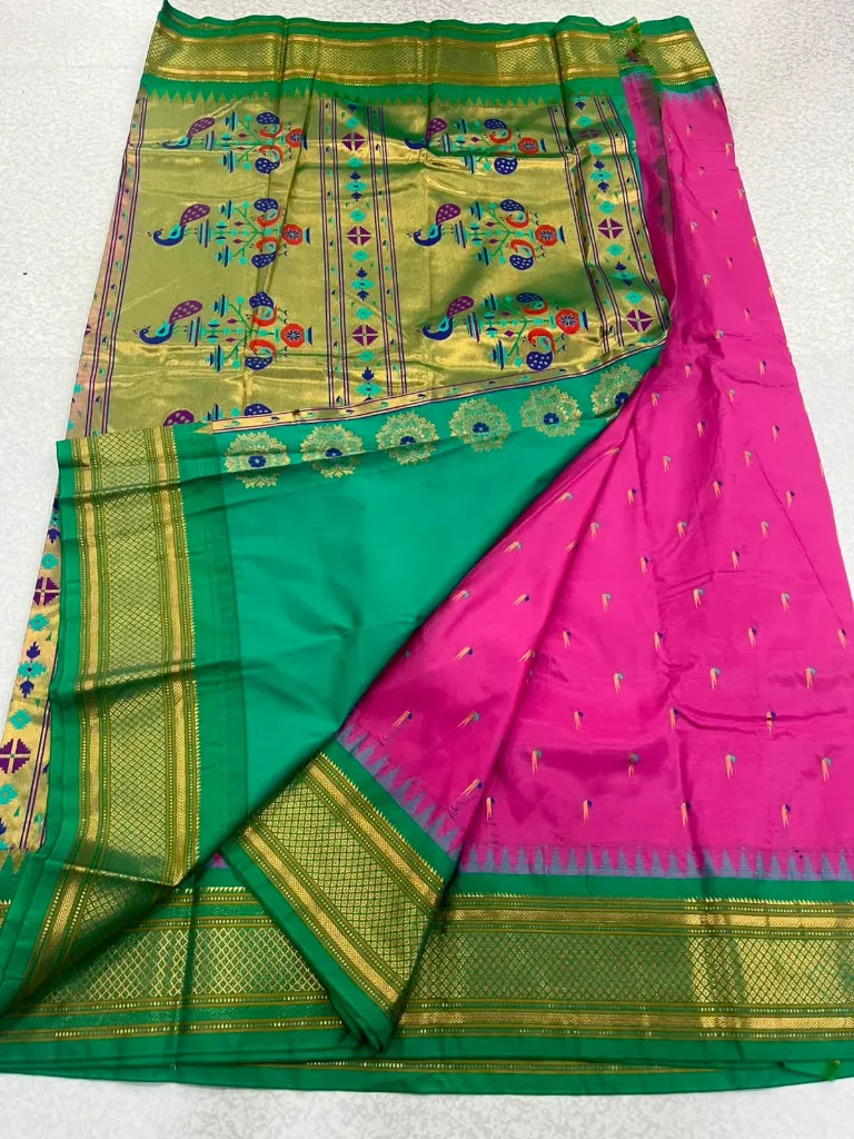Paithani Meena Buta Saree (Shocking Pink)