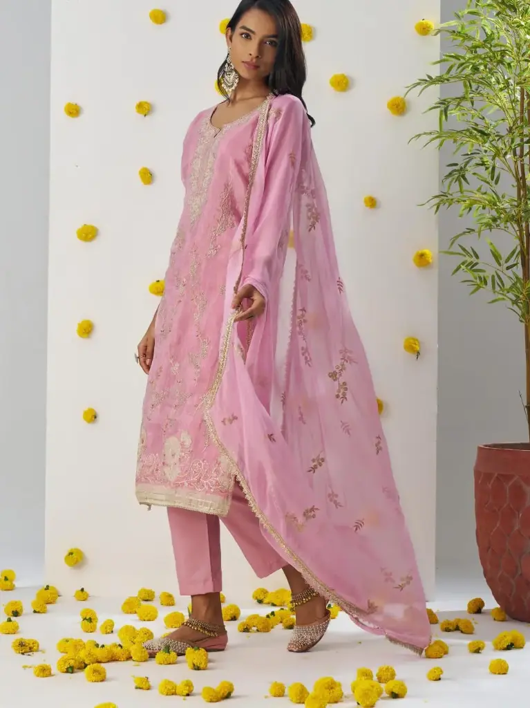 Intricate Embroidered Suits (Baby Pink)