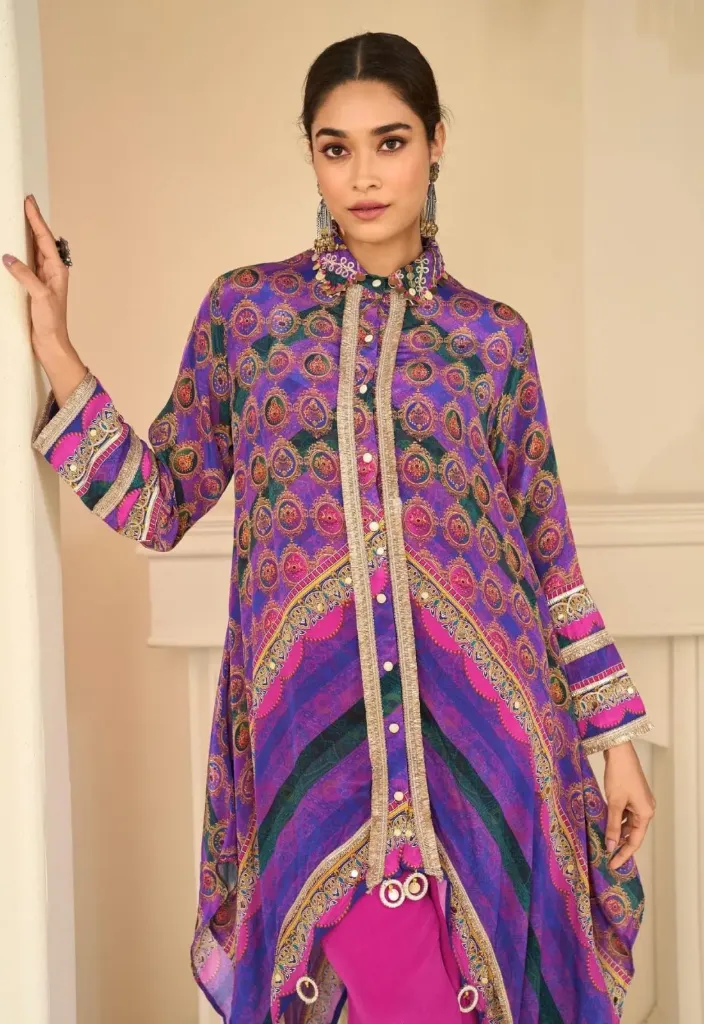 Premium Natural Crepe Silk Designer Co-ord Set