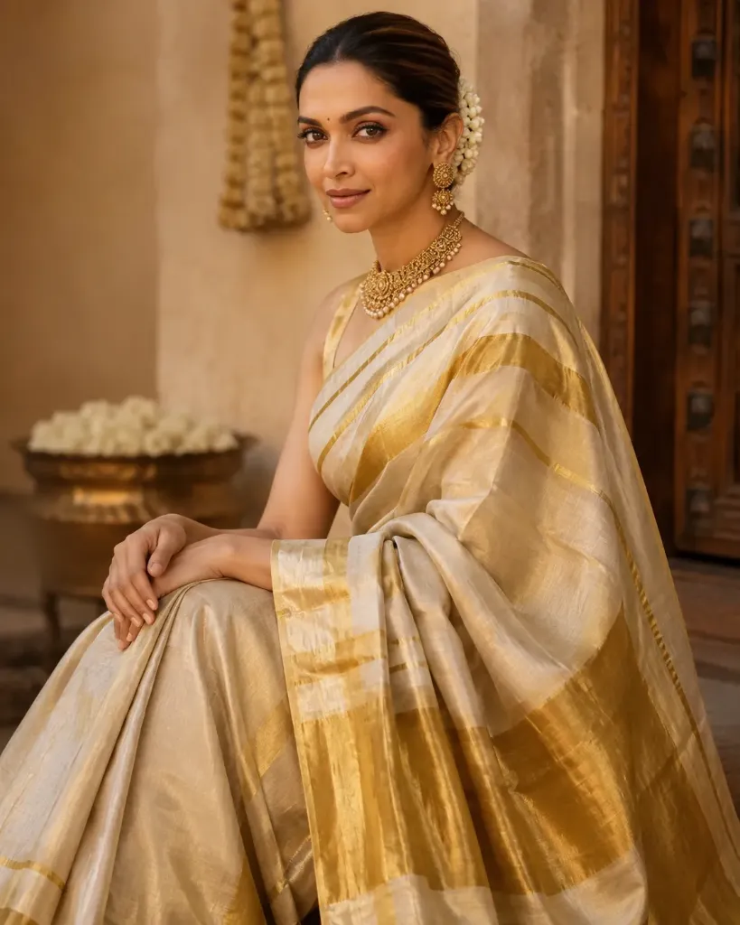 Mul Cotton with Tissue Kasavu Saree