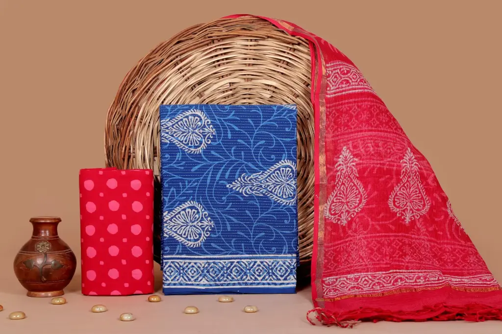 Bagru Cotton Suits (Blue Red)