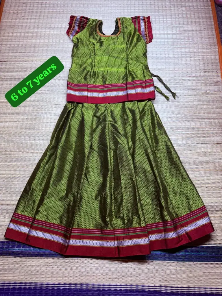 Ilkal Lehenga for Girls (6 - 7 yrs) (Algae)
