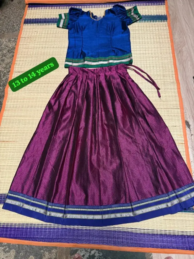 Ilkal Lehenga for Girls (13 - 15 yrs) (Blue 13-15 yrs)
