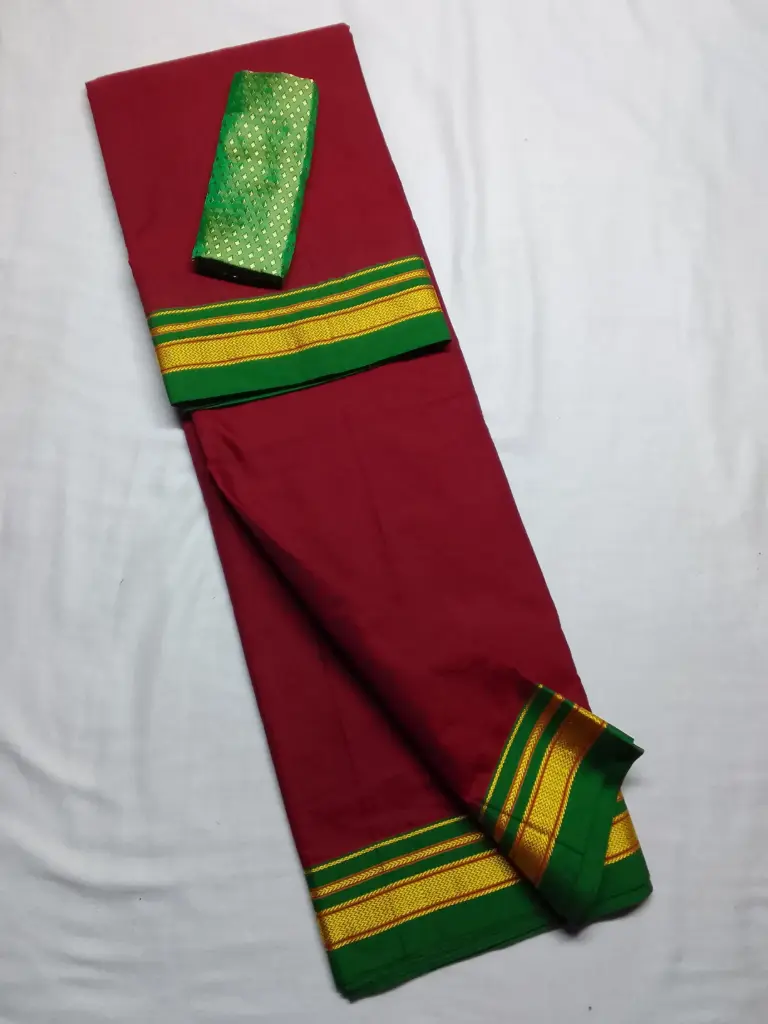 Ilkal Cotton by Cotton Saree – Patti Pallu  (Maroon)