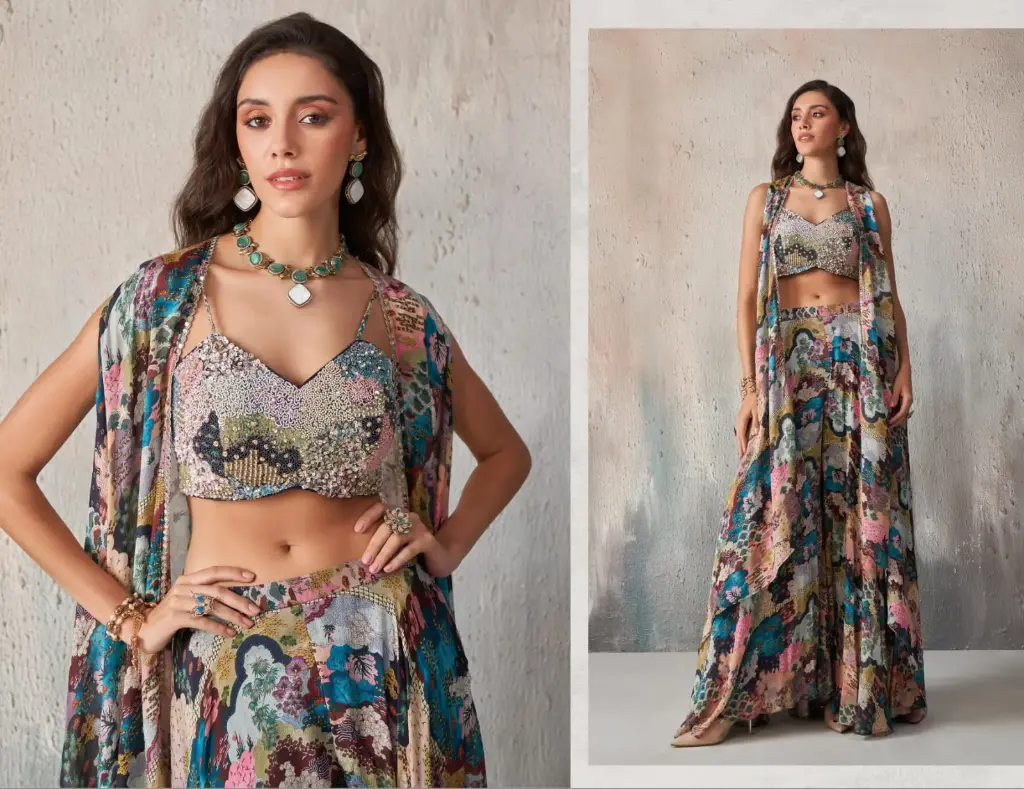 Khatli Work Lehenga Choli (Blue Printed, Medium)