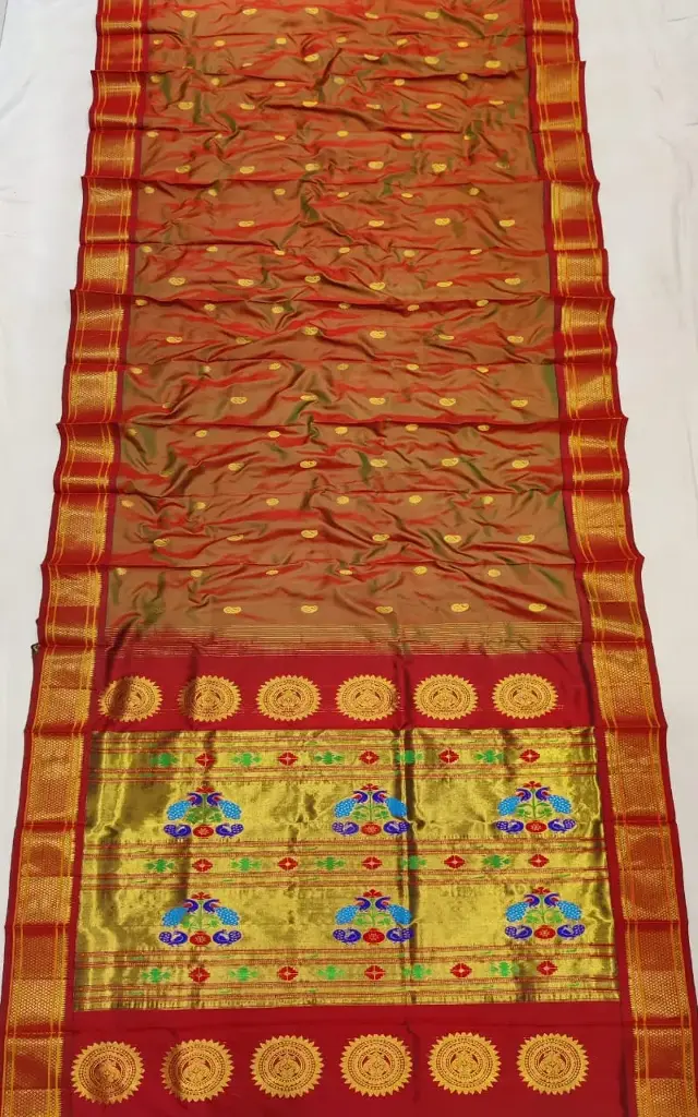 Maharani Paithani – A Royal Legacy in Every Drape (Rust)