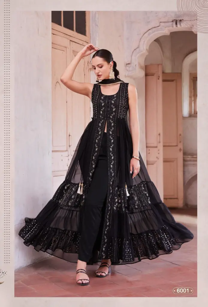 Frill Long Gown (Black, 36'')
