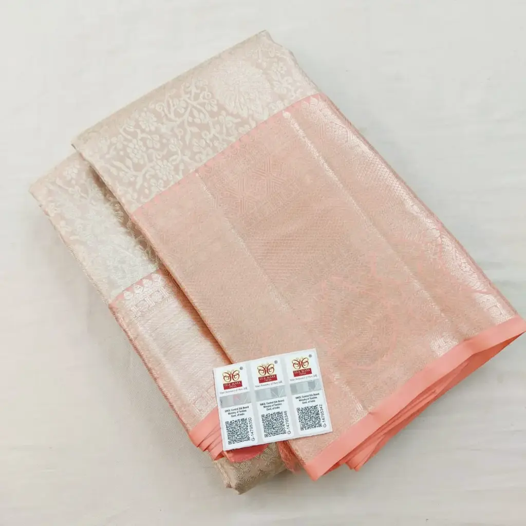 KANCHEEPURAM PURE SILK SAREES (Peach)