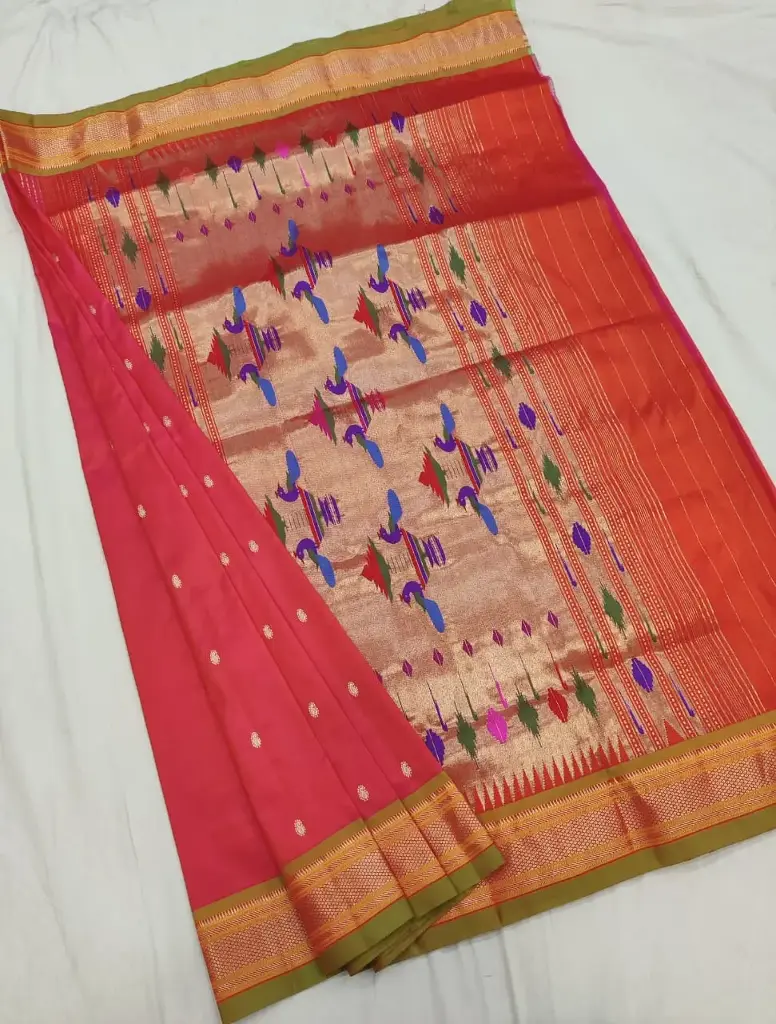 Traditional Yeola Paithani Saree (Orange)