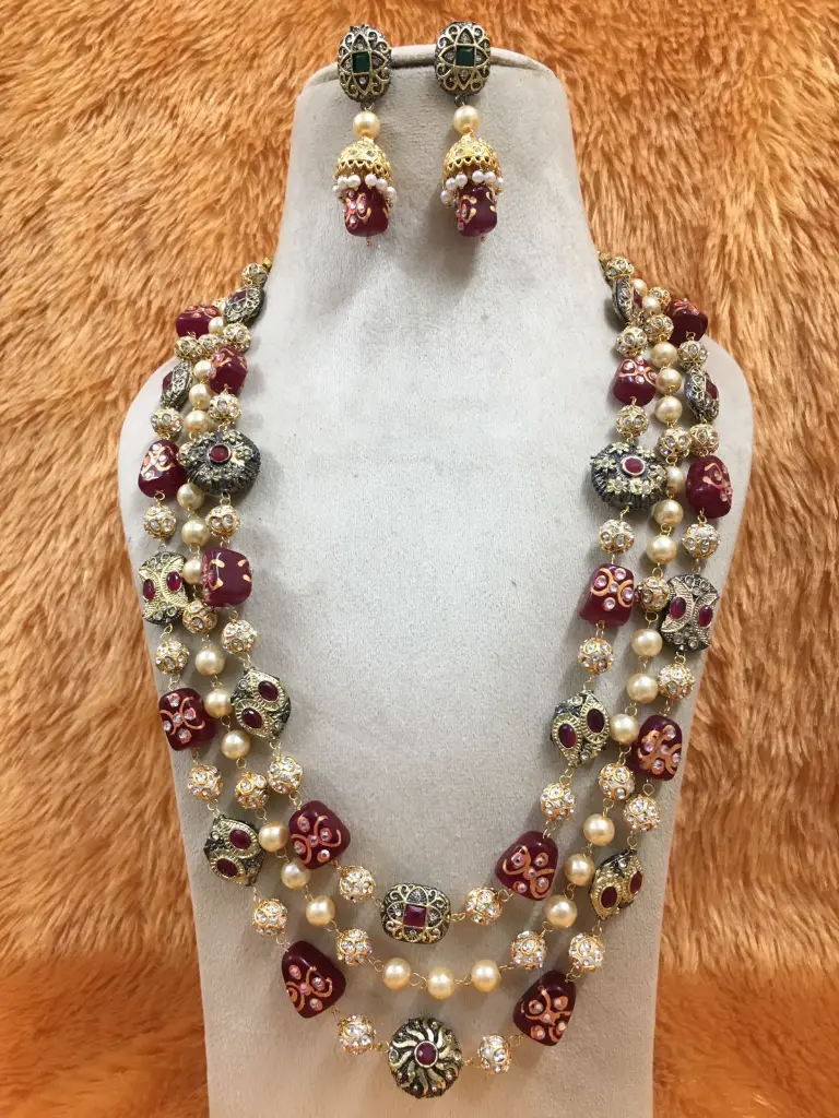 Designer Kundan & Beaded Pearl Necklace Set