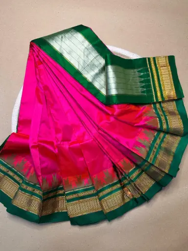 Pure Silk Ilkal Saree – Chikki Paras Border