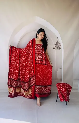 Ajrakh Modal Silk Dress Materials
